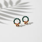 Elite Green Stone Bow Loop Earrings