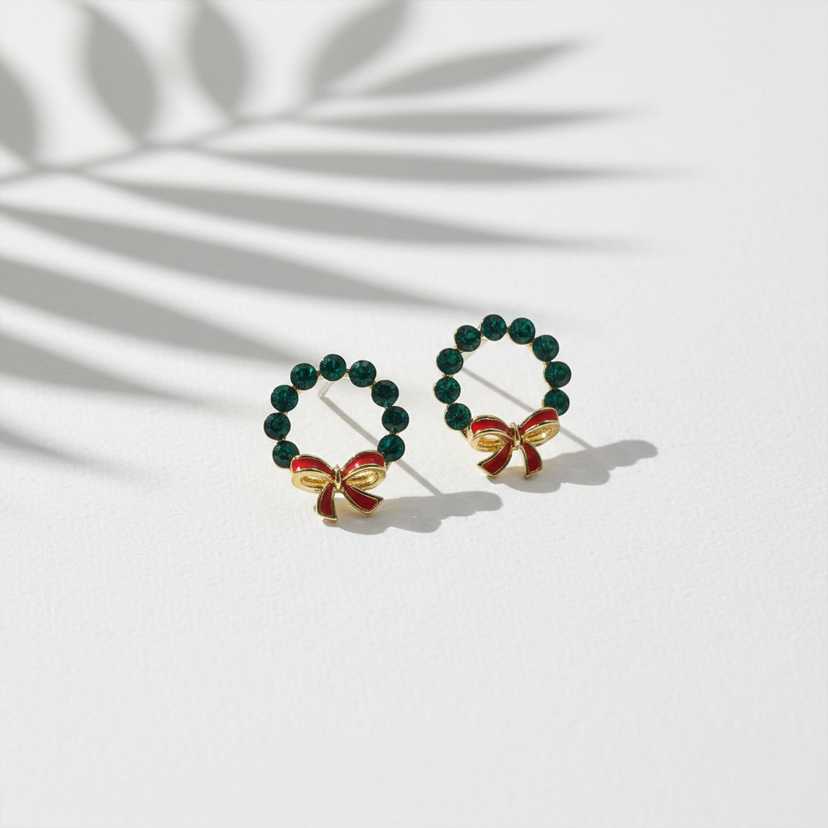 Elite Green Stone Bow Loop Earrings