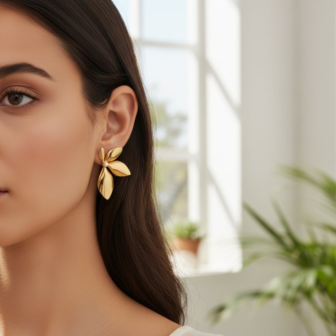 Gold Flower Earrings