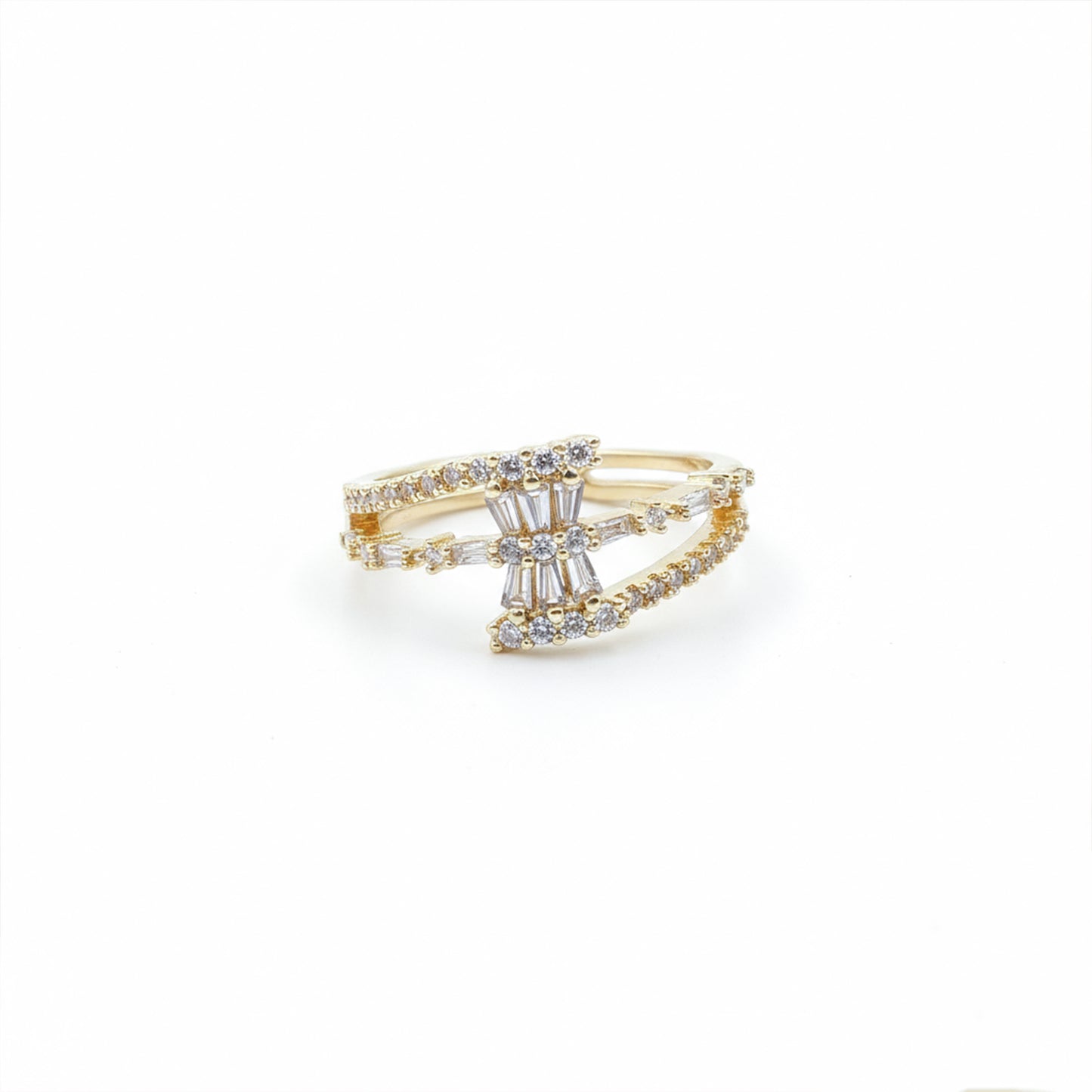 Regal Sparkle Criss-Cross Band Ring