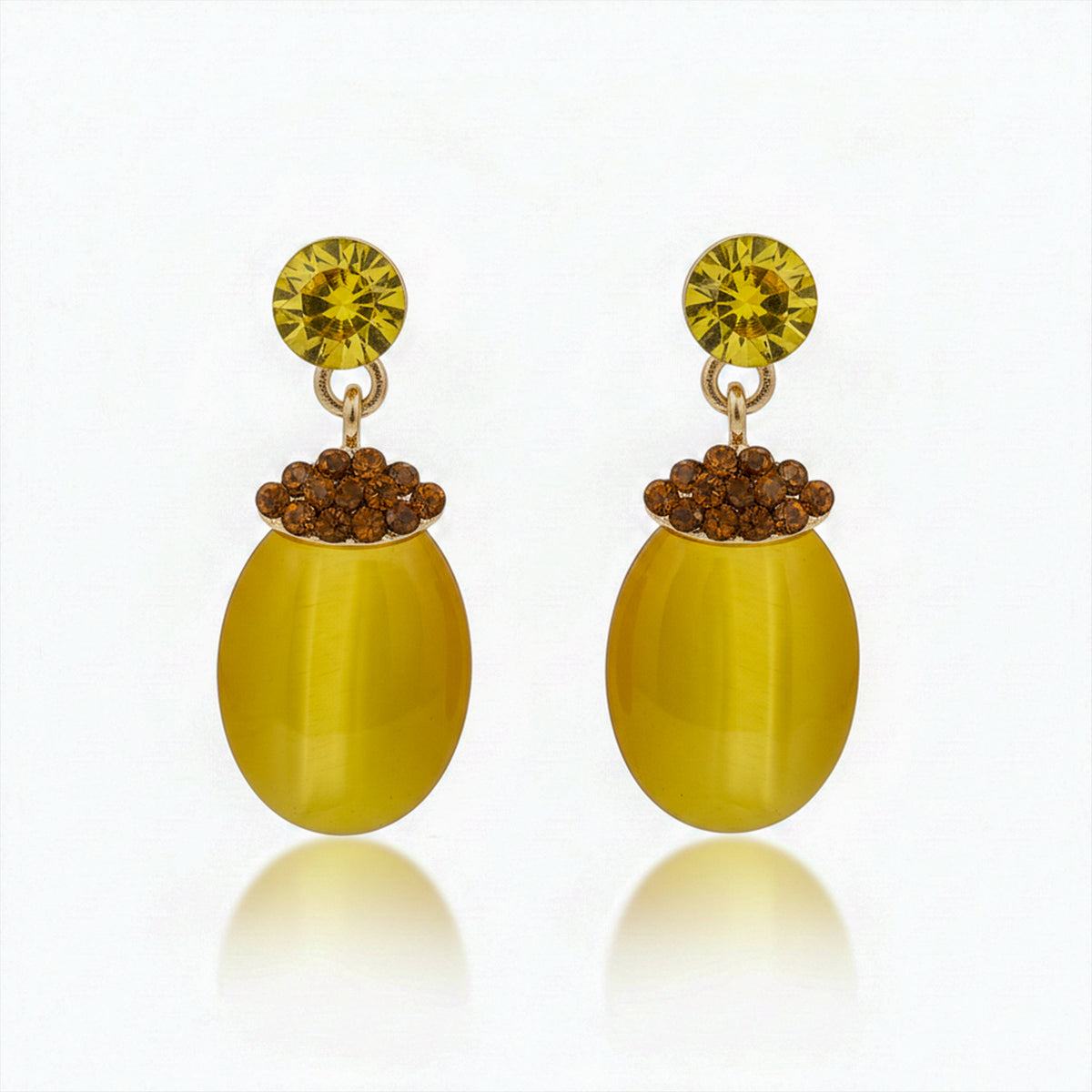 Sunlit Elegance Cat Eye Earrings