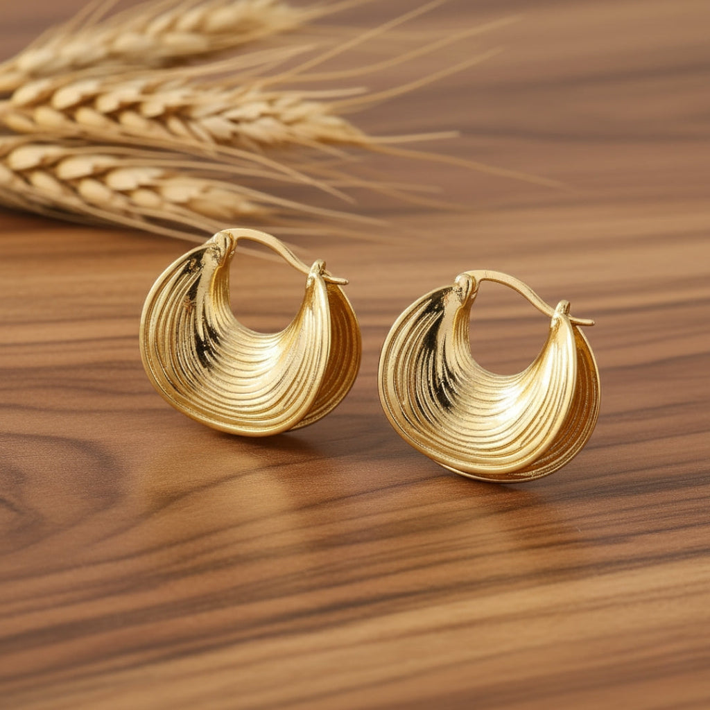 Waves Gold Hoops Earrings