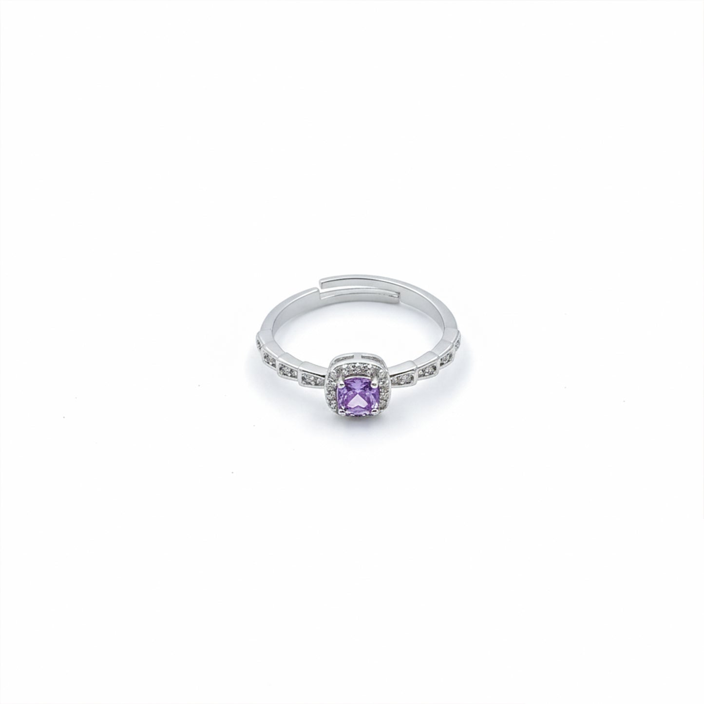 Amethyst Diamond Halo Ring