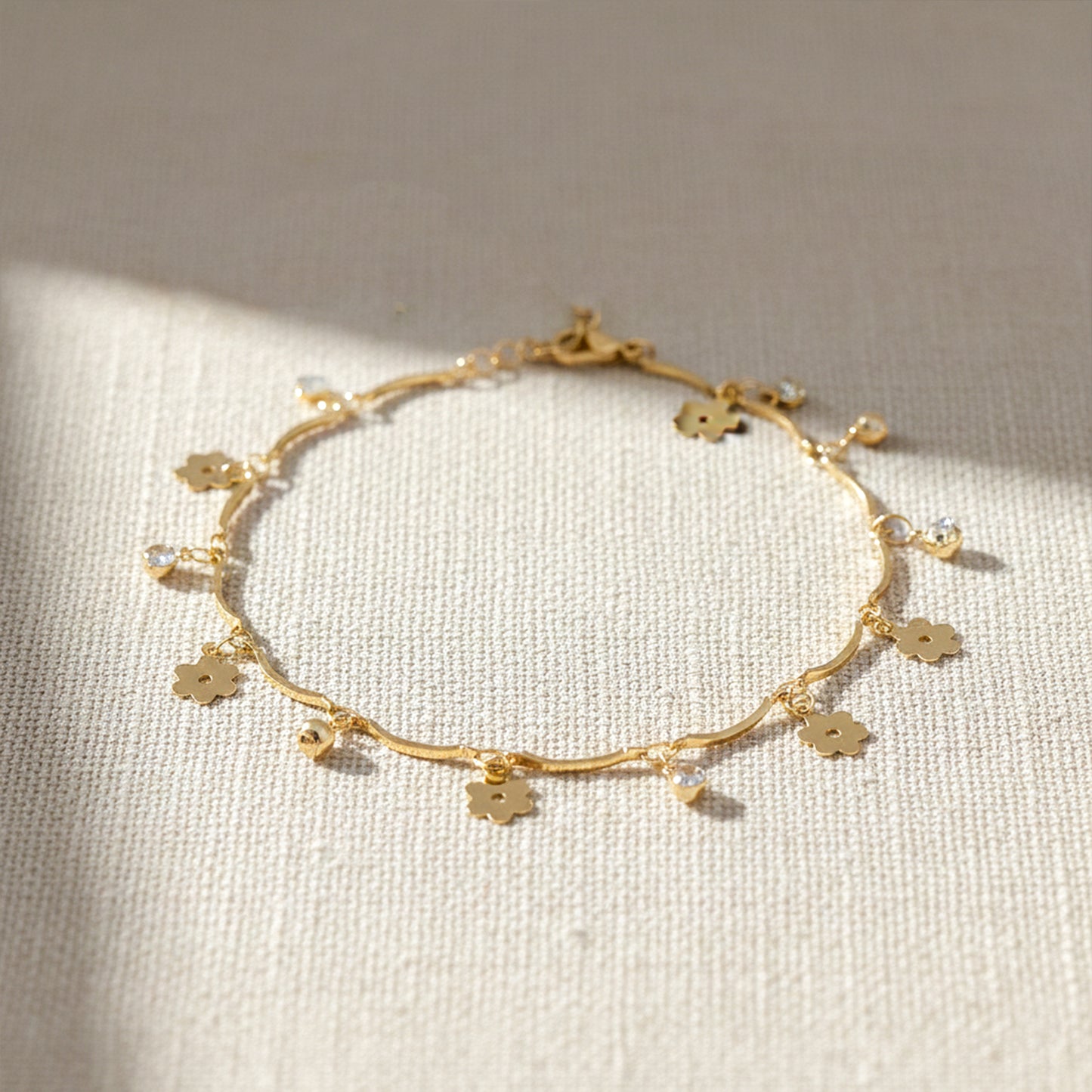 Golden Blossom Charm Anklet