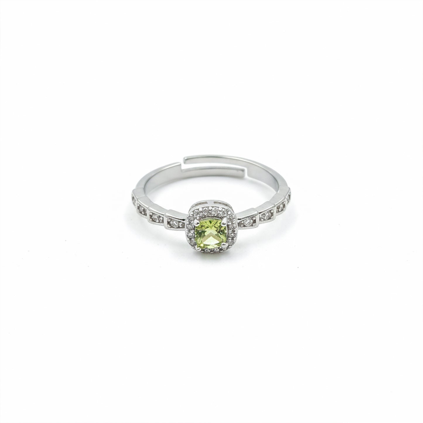Elite Green Gemstone Halo Ring
