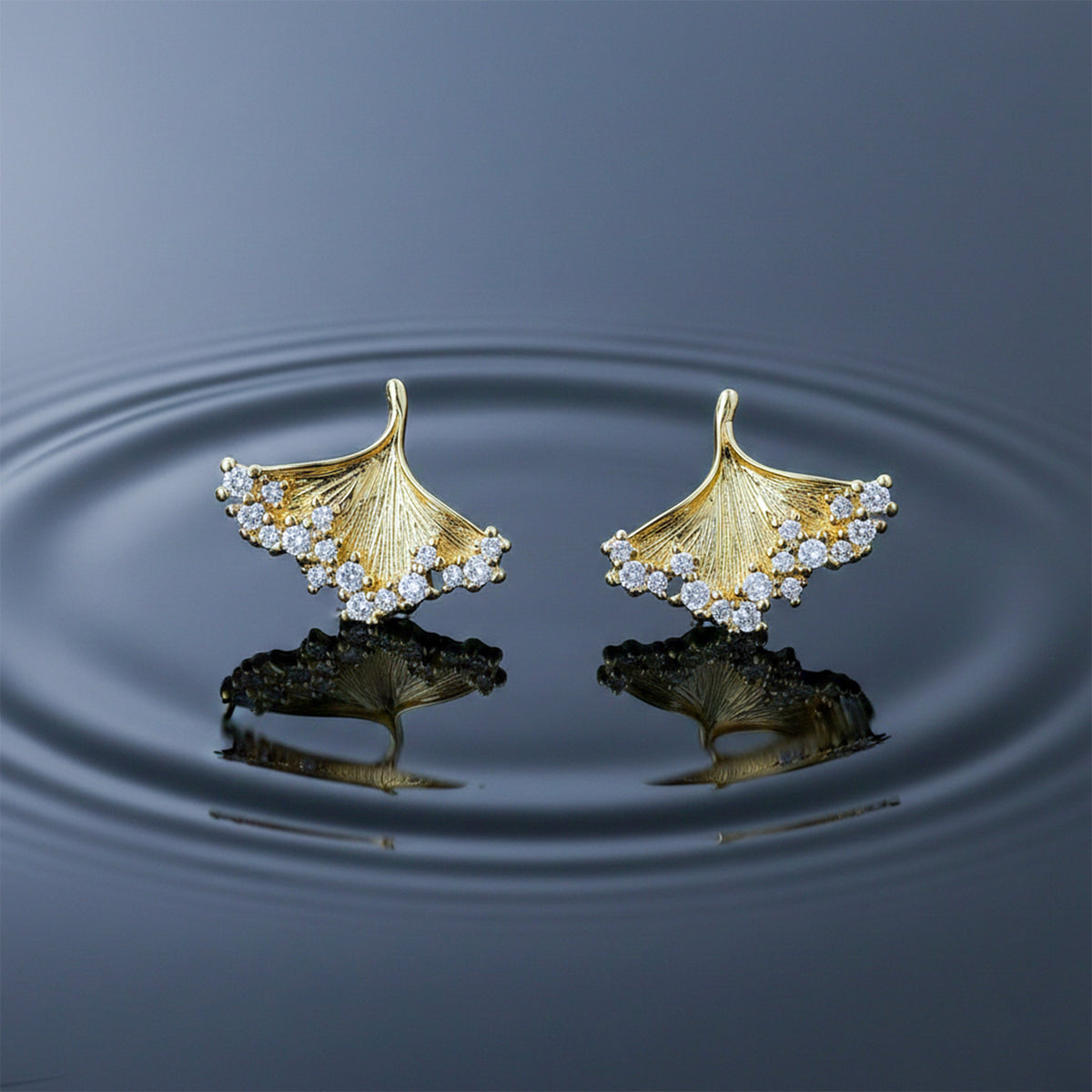 Golden Ginkgo Crystal Earrings