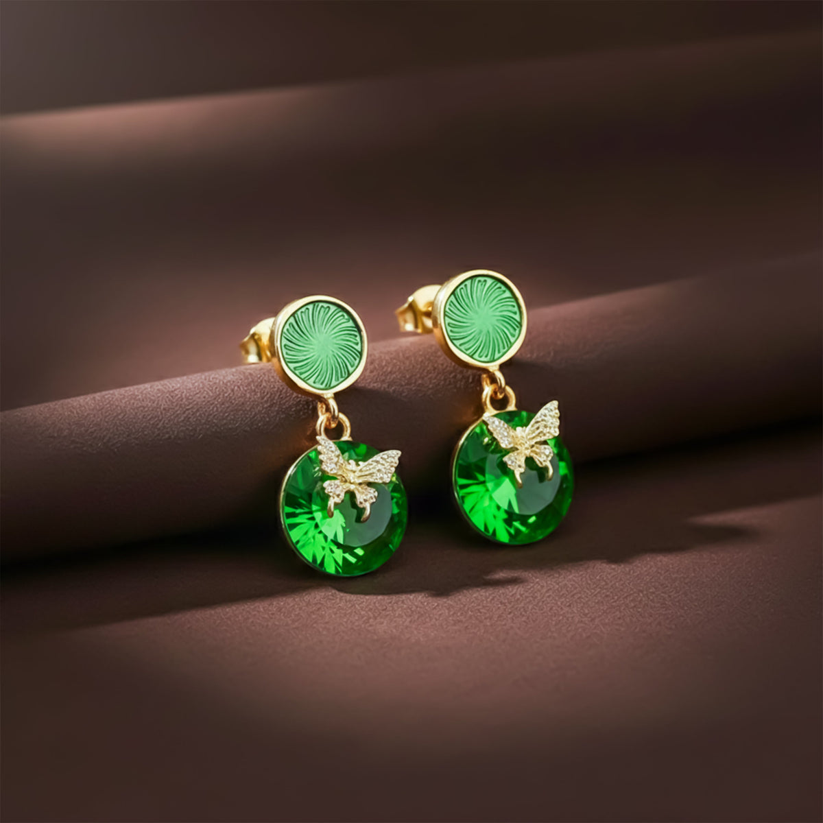 Green Royale Drops Earrings