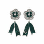 Enamel Floral Ribbon Earrings