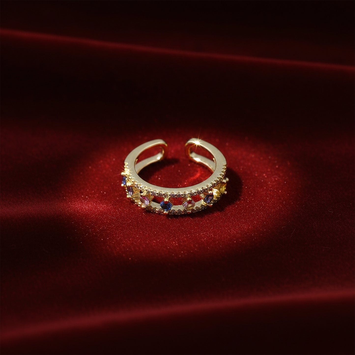 Multicolor Gemstone Open Band Ring