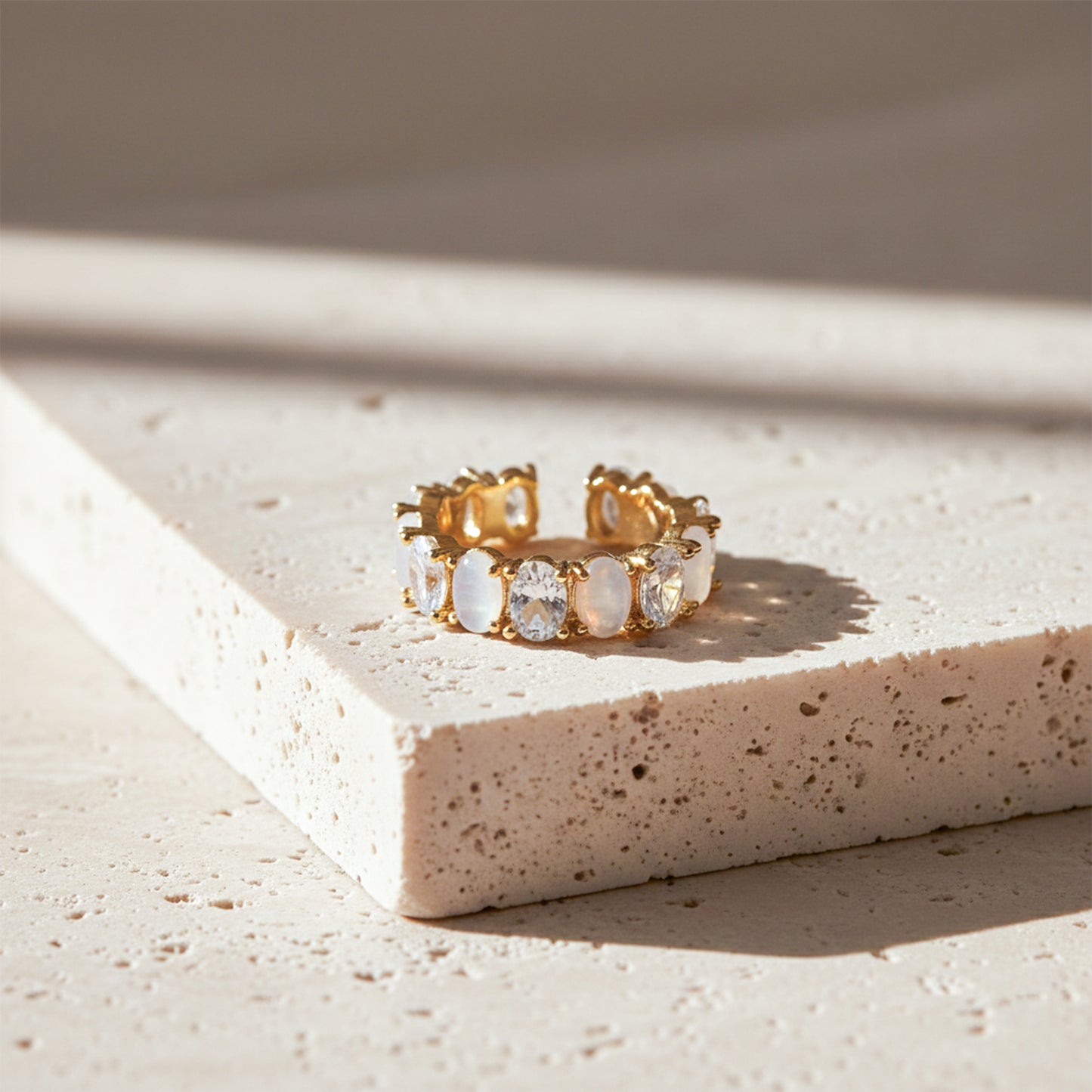 Opaline Luxe Zircon Adjustable Ring