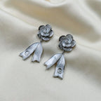 Camellia Flower Pearl Dangle Earrings