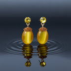 Sunlit Elegance Cat Eye Earrings