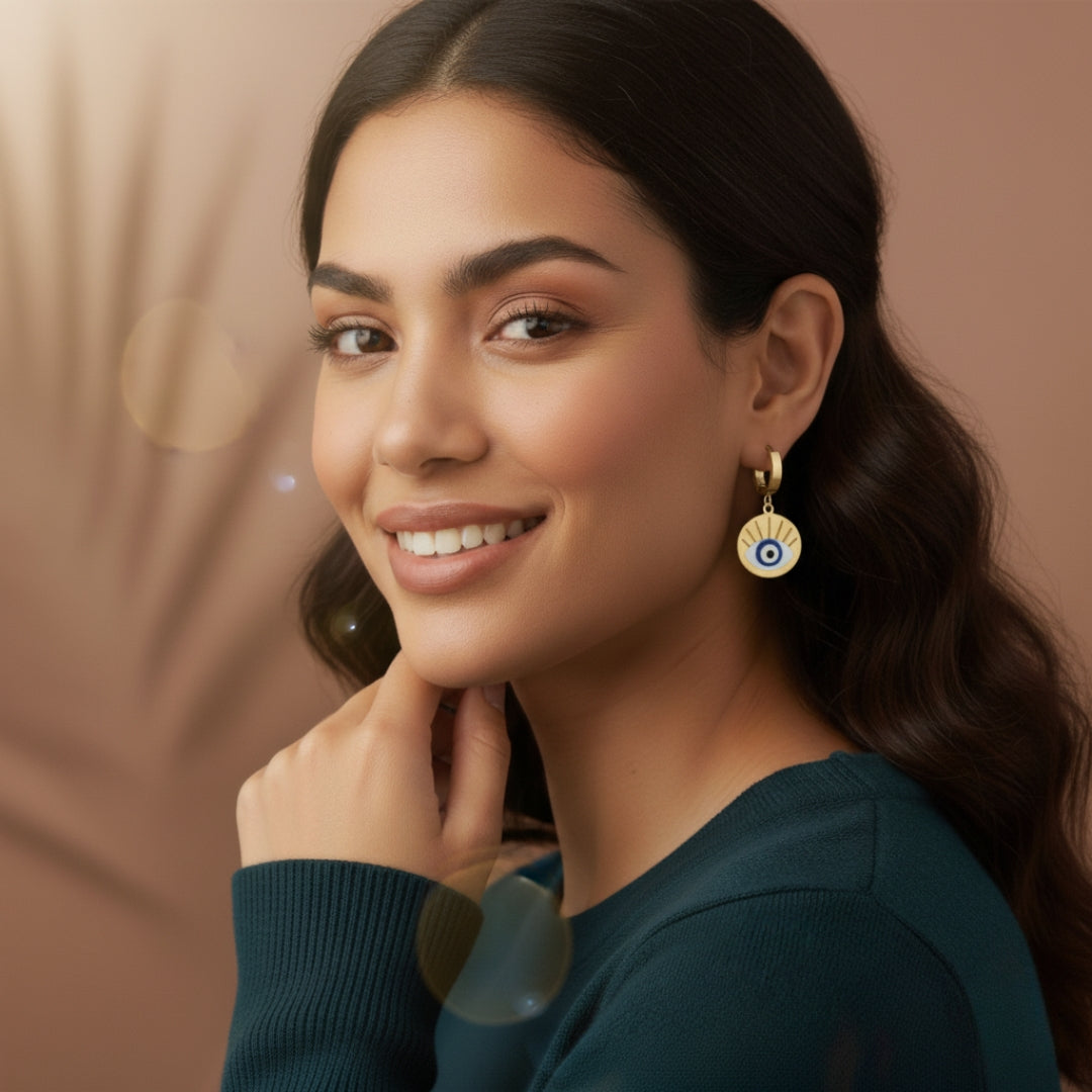 Evil Eye Round Earrings