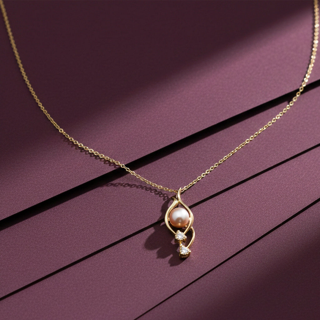 Golden Teardrop Pearl Pendant Necklace