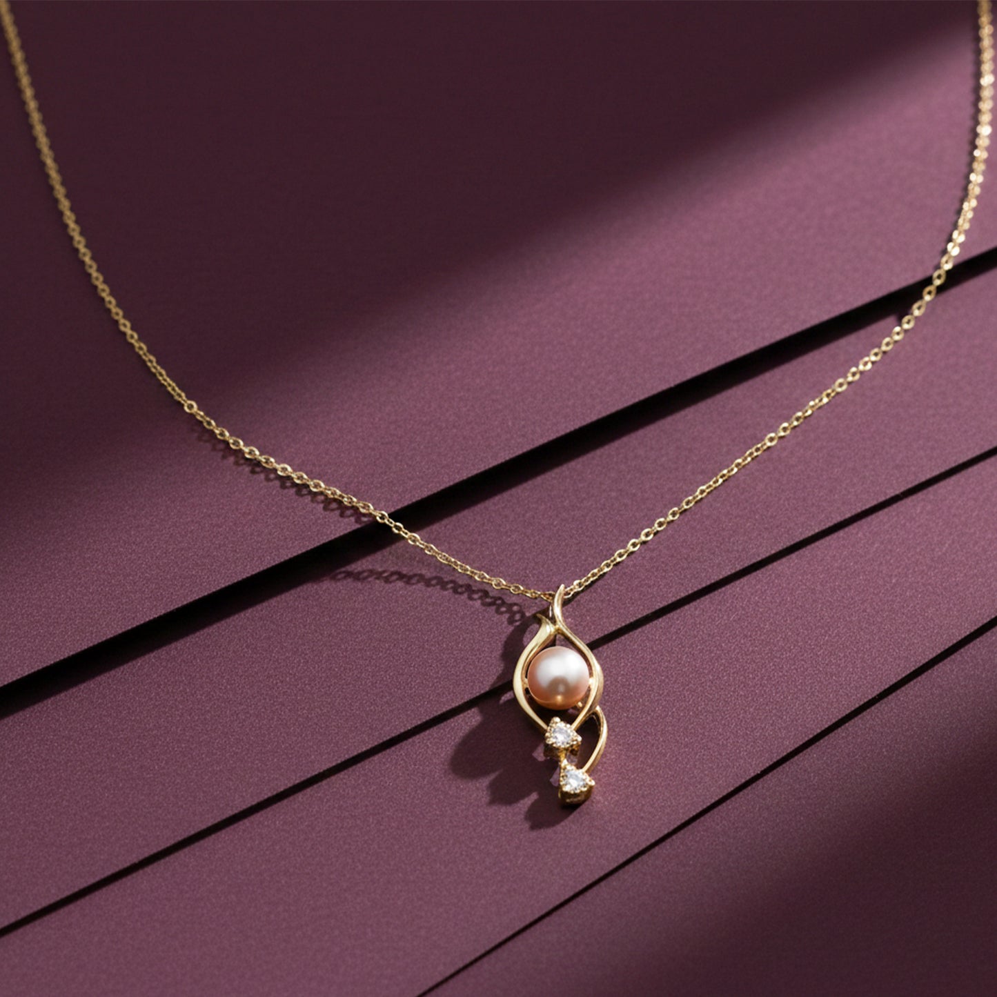 Golden Teardrop Pearl Pendant Necklace
