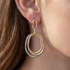 Tri-Tone Layered Oval Statement Earrings