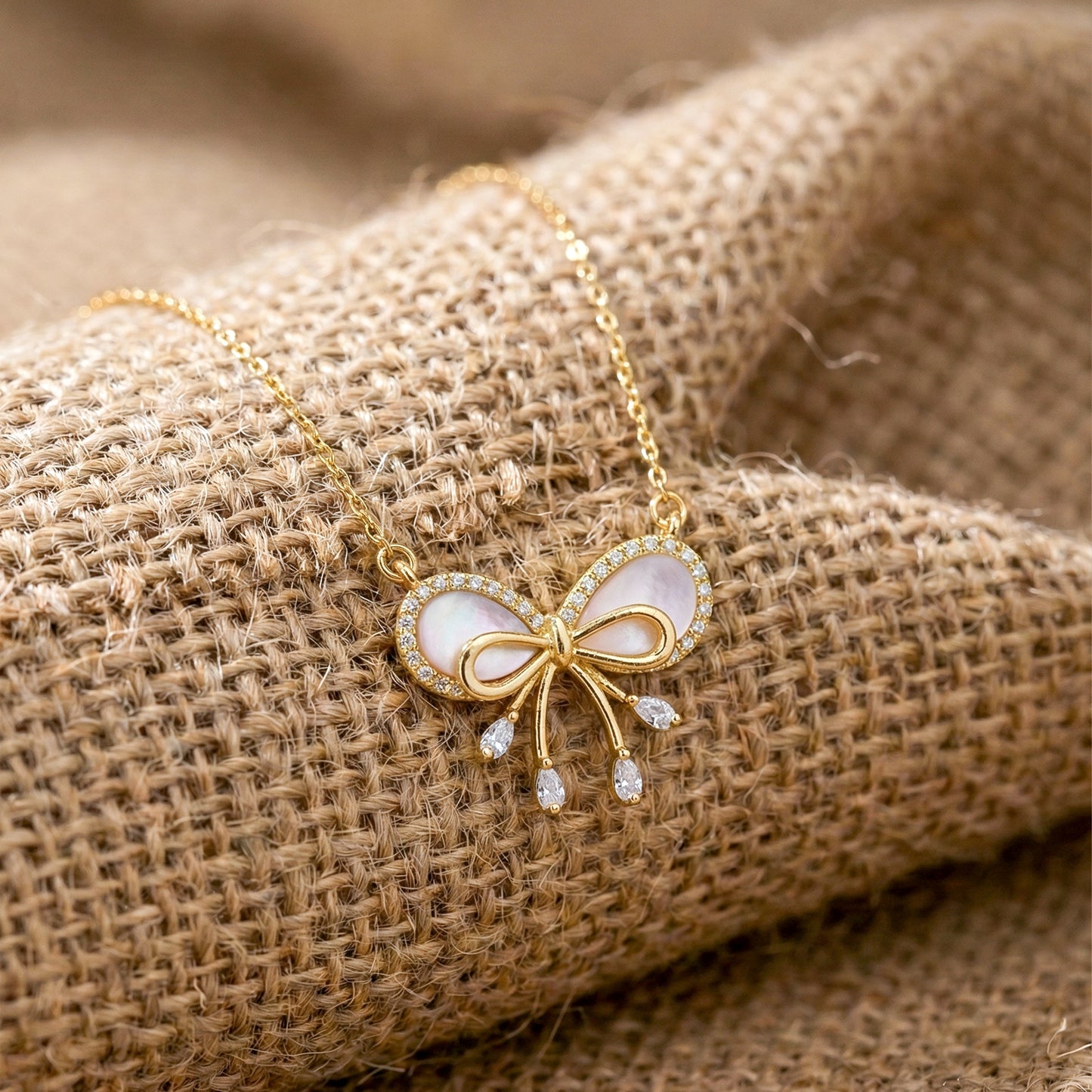 Celestine Luxe Ribbon Pearl Necklace