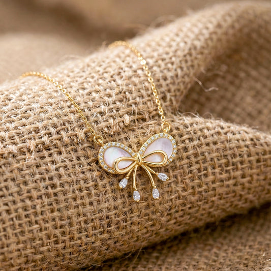 Celestine Luxe Ribbon Pearl Necklace