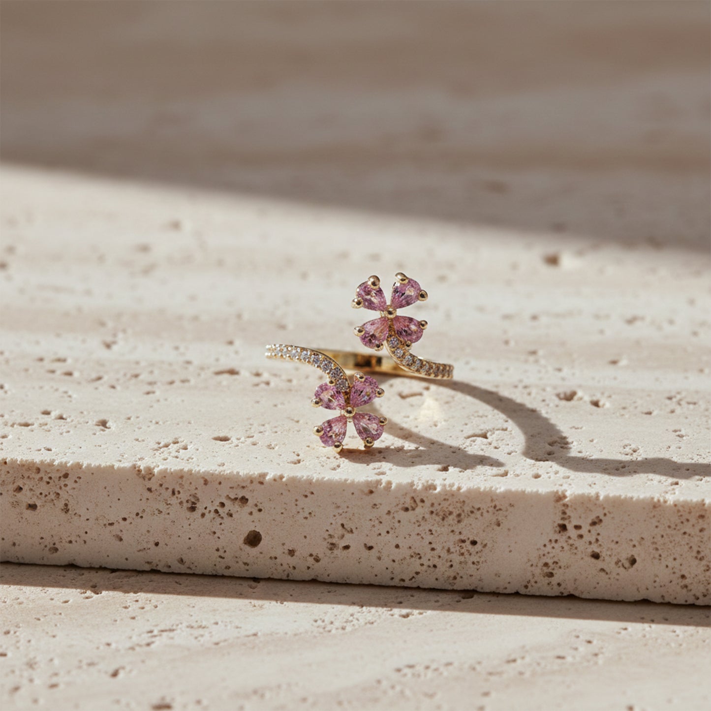 Rose Bloom Pink Adjustable Luxury Ring