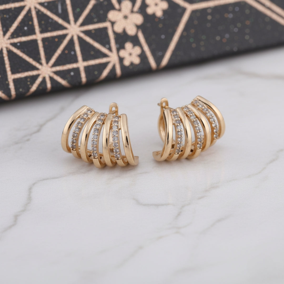 Golden Wave Studs Earrings