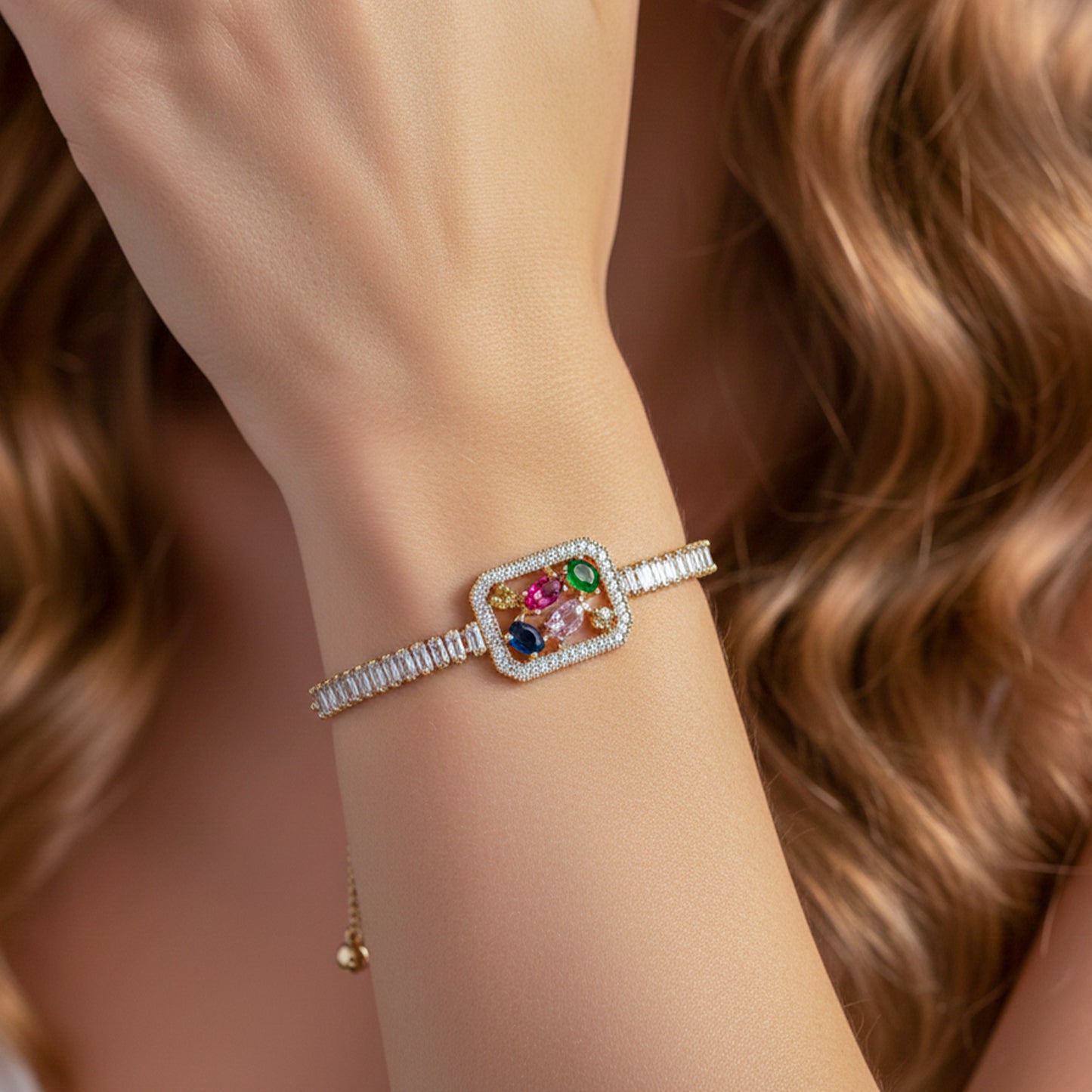 Opulent Multicolor Baguette Stone Bracelet