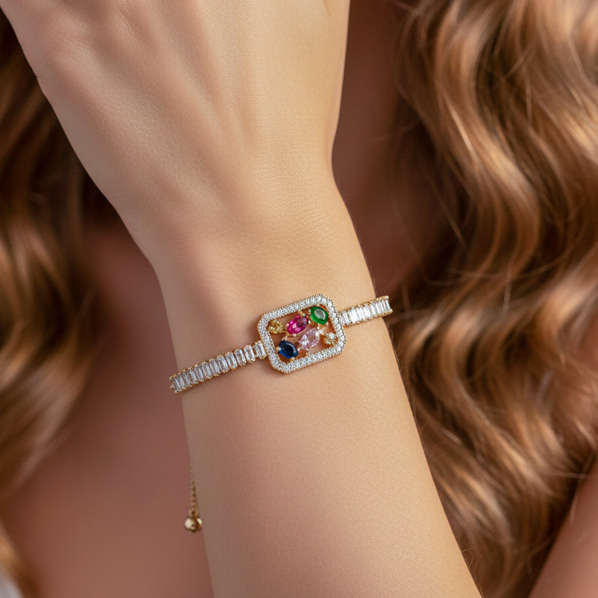 Opulent Multicolor Baguette Stone Bracelet