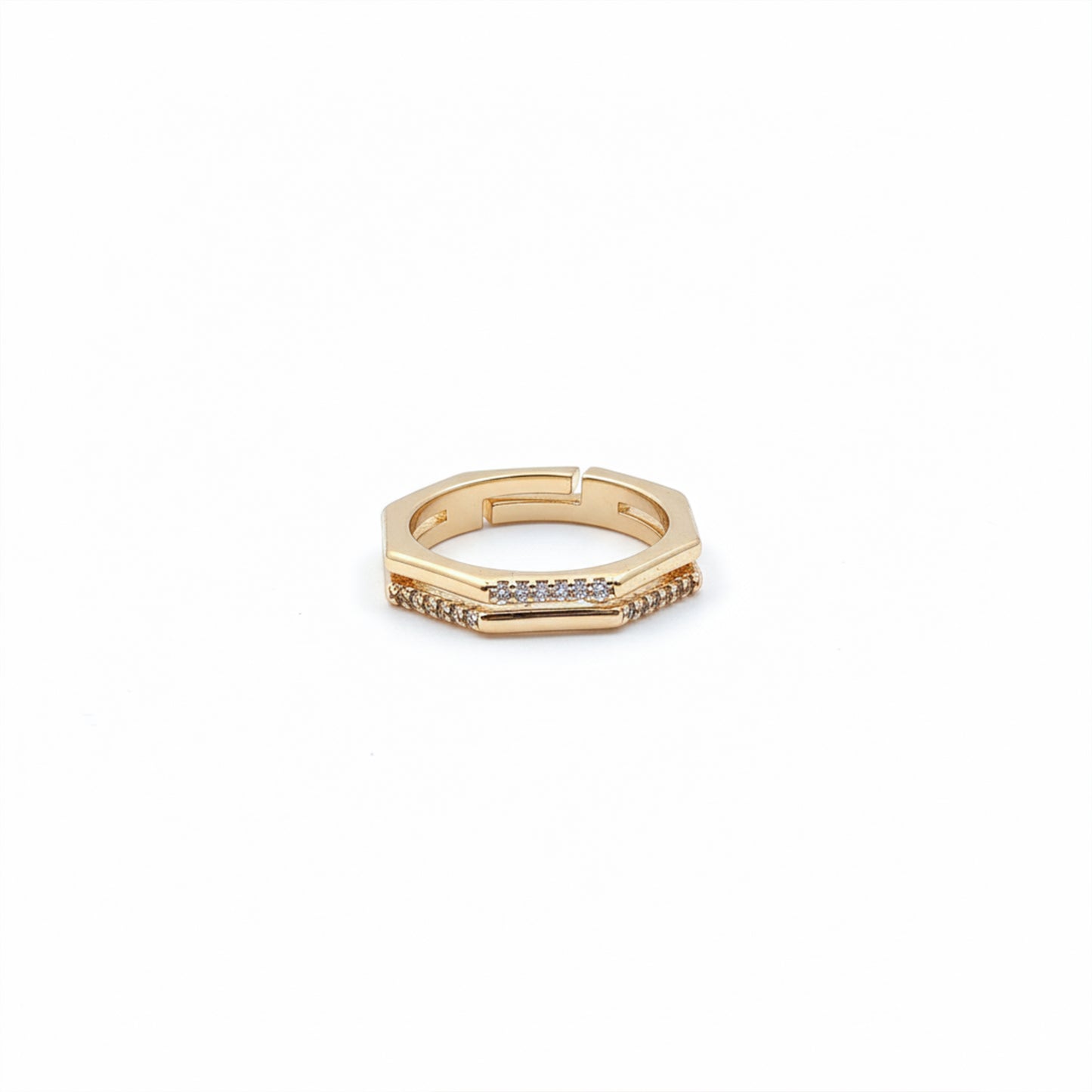 Hexagon Crystal Gold Ring