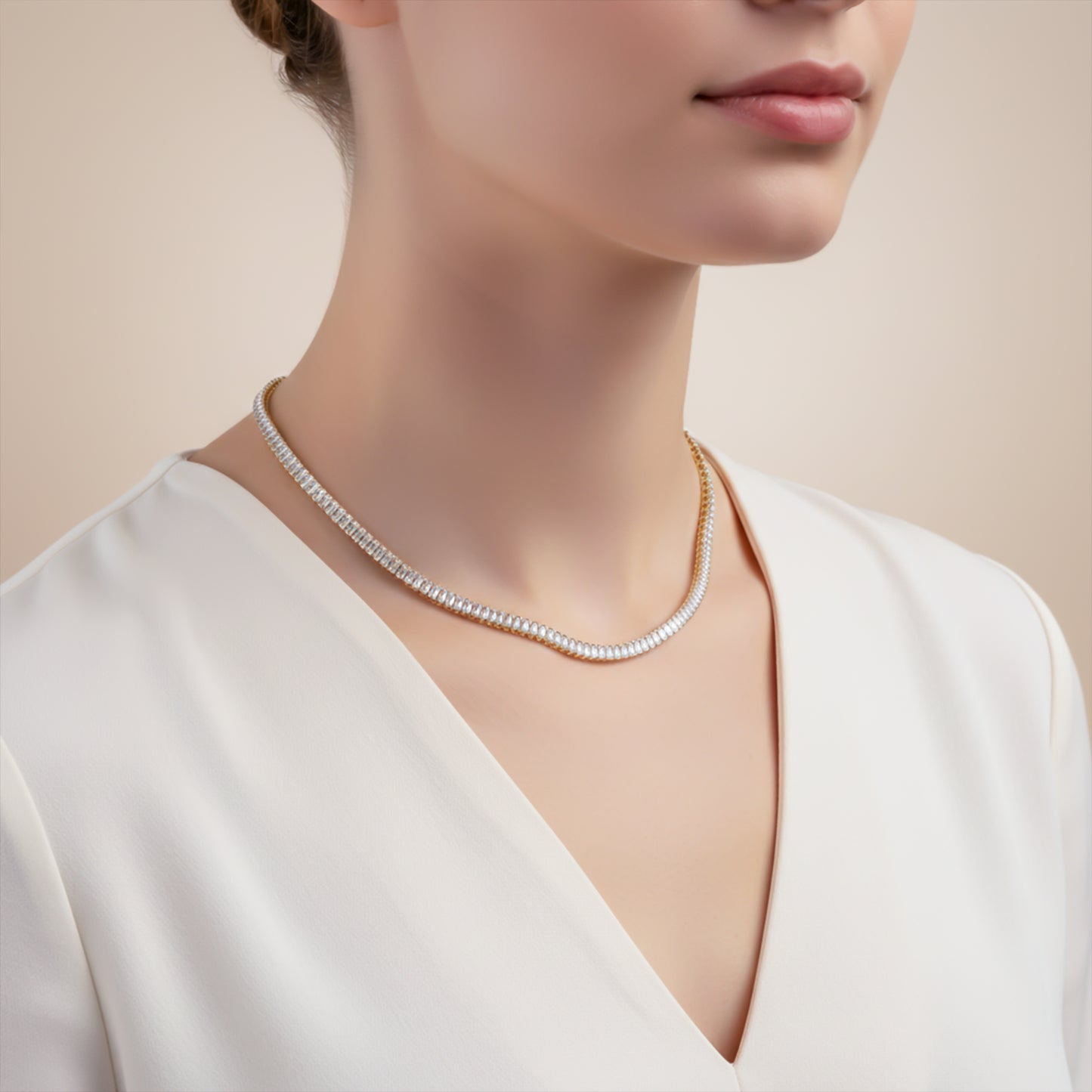 Golden Sparkle Tennis Chain Necklace