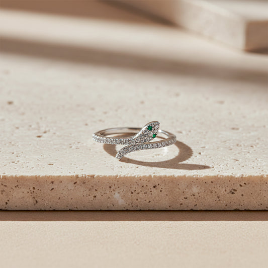 Eye Diamond Snake Wrap Ring