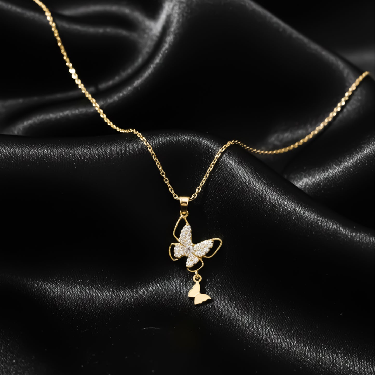 Royal Crystal Butterfly Drop Necklace