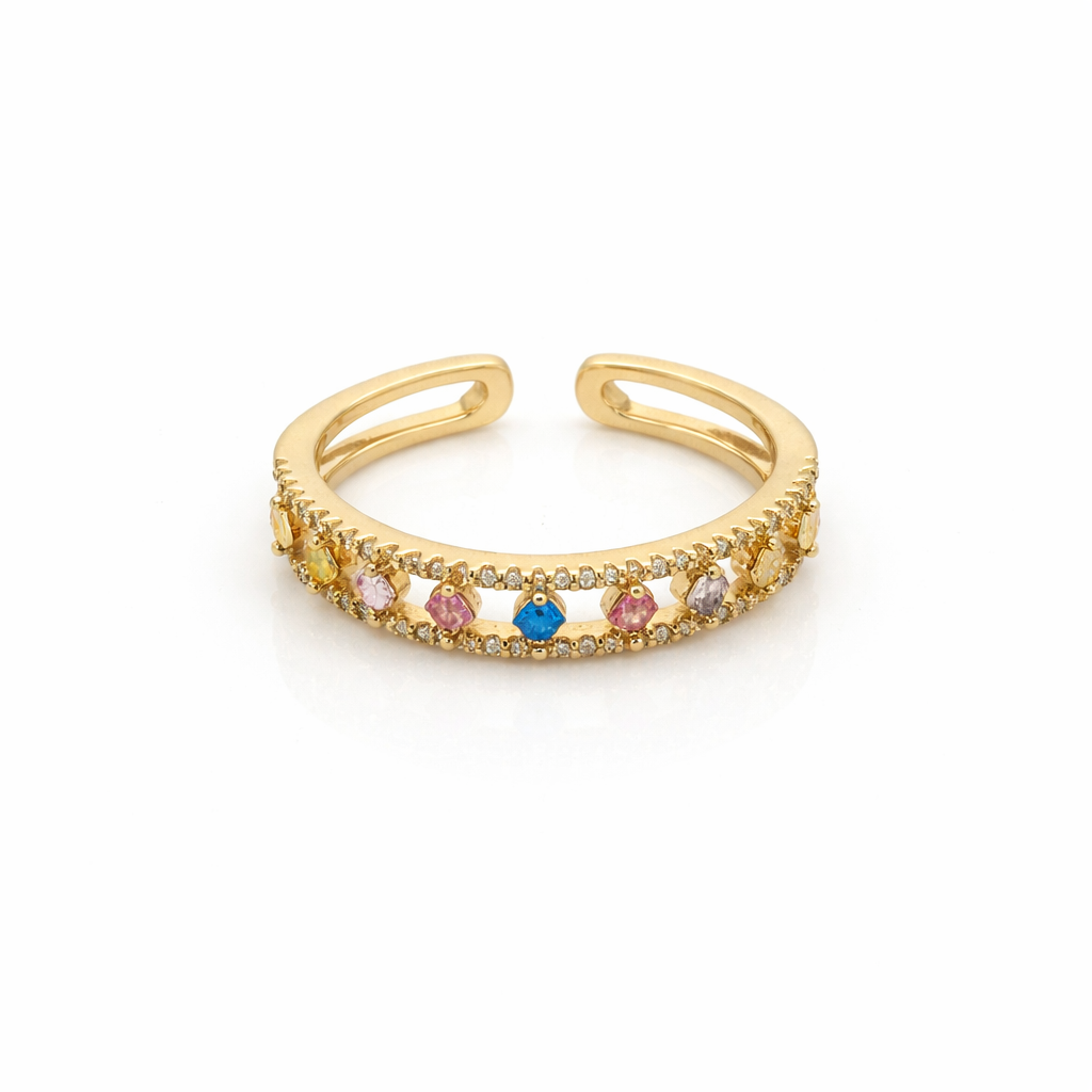 Multicolor Gemstone Open Band Ring