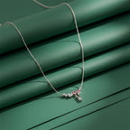 Roselle Diamond Drop Silver Necklace