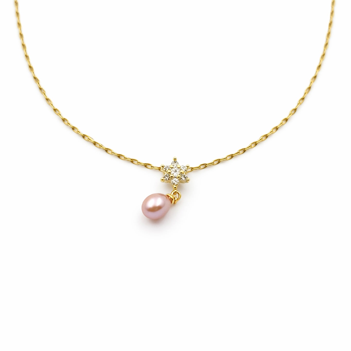 Floral Pink Pearl Drop Pendant Necklace