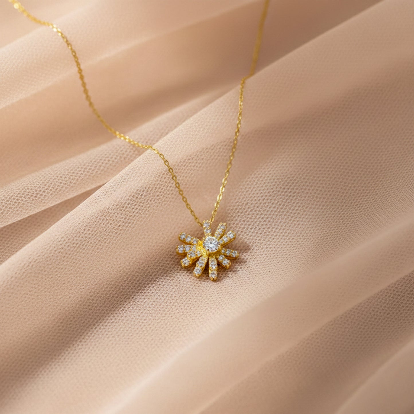 Aurielle Sunburst Diamond Pendant Necklace