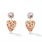 Rosé Crystal Heart Earrings