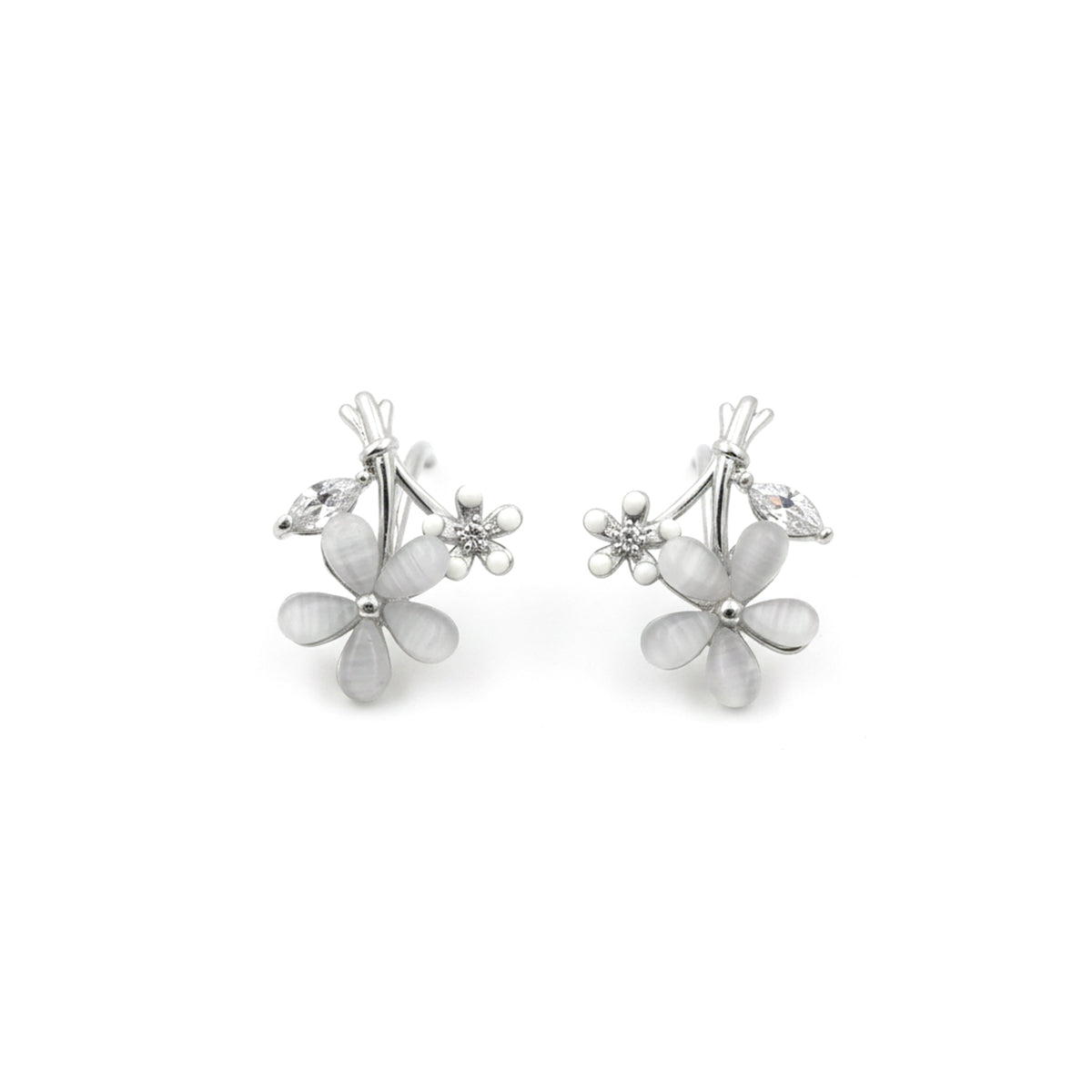 Ivory Blossom Crystal Luxe Stud Earrings