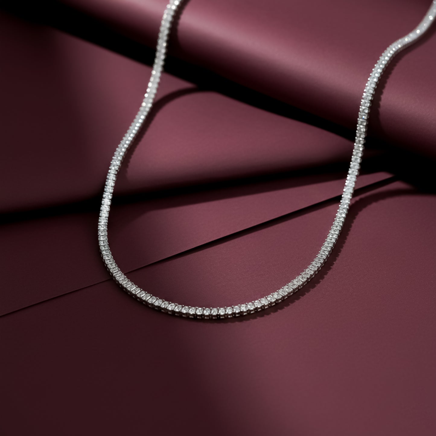 Silver Diamond Tennis Necklace