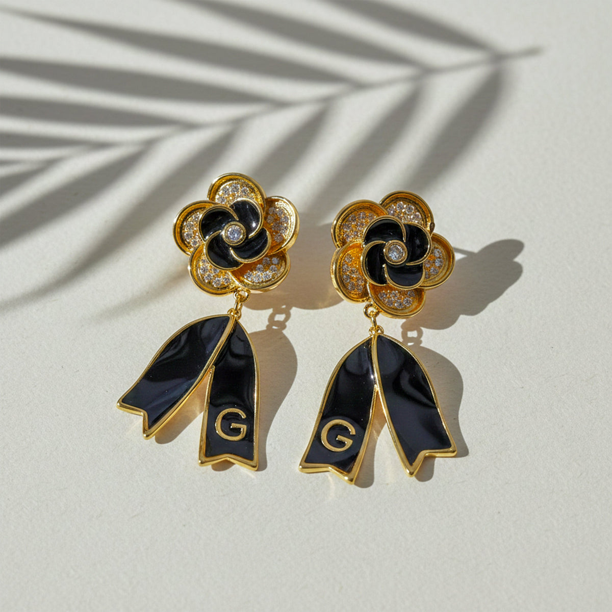 Noir Bloom Luxe Ribbon Drop Earrings