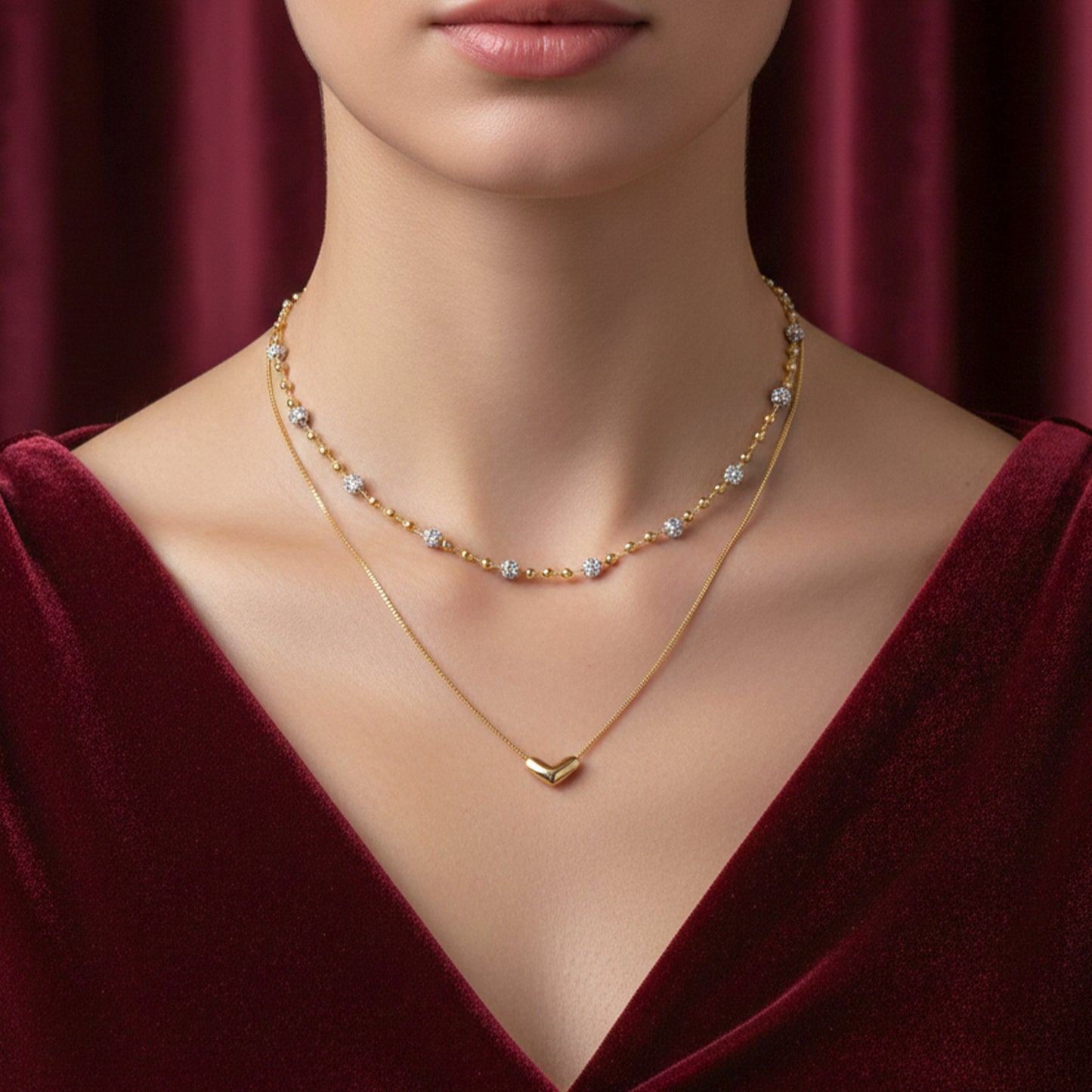 Luxpenny Dual Layer Gold Heart Necklace