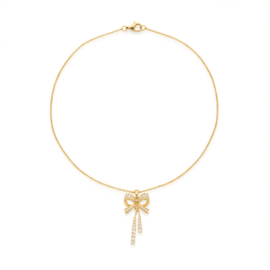 Elegant Gold Bow Pendant Necklace