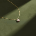 Delicate Pink Floral Charm Gold Necklace