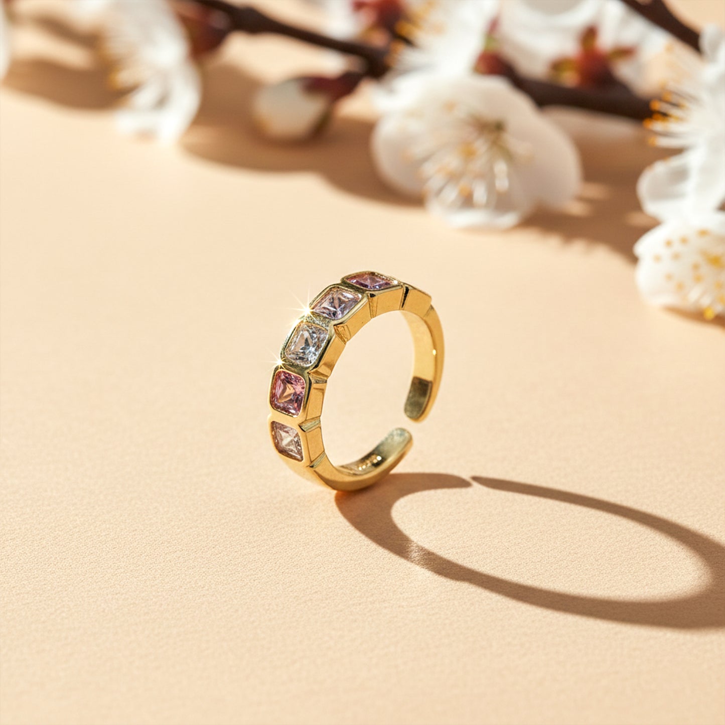 Luxe Princess Cut Eternity Gold Ring