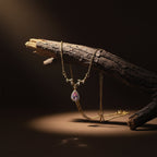 Rose Crystal Teardrop Gold Necklace