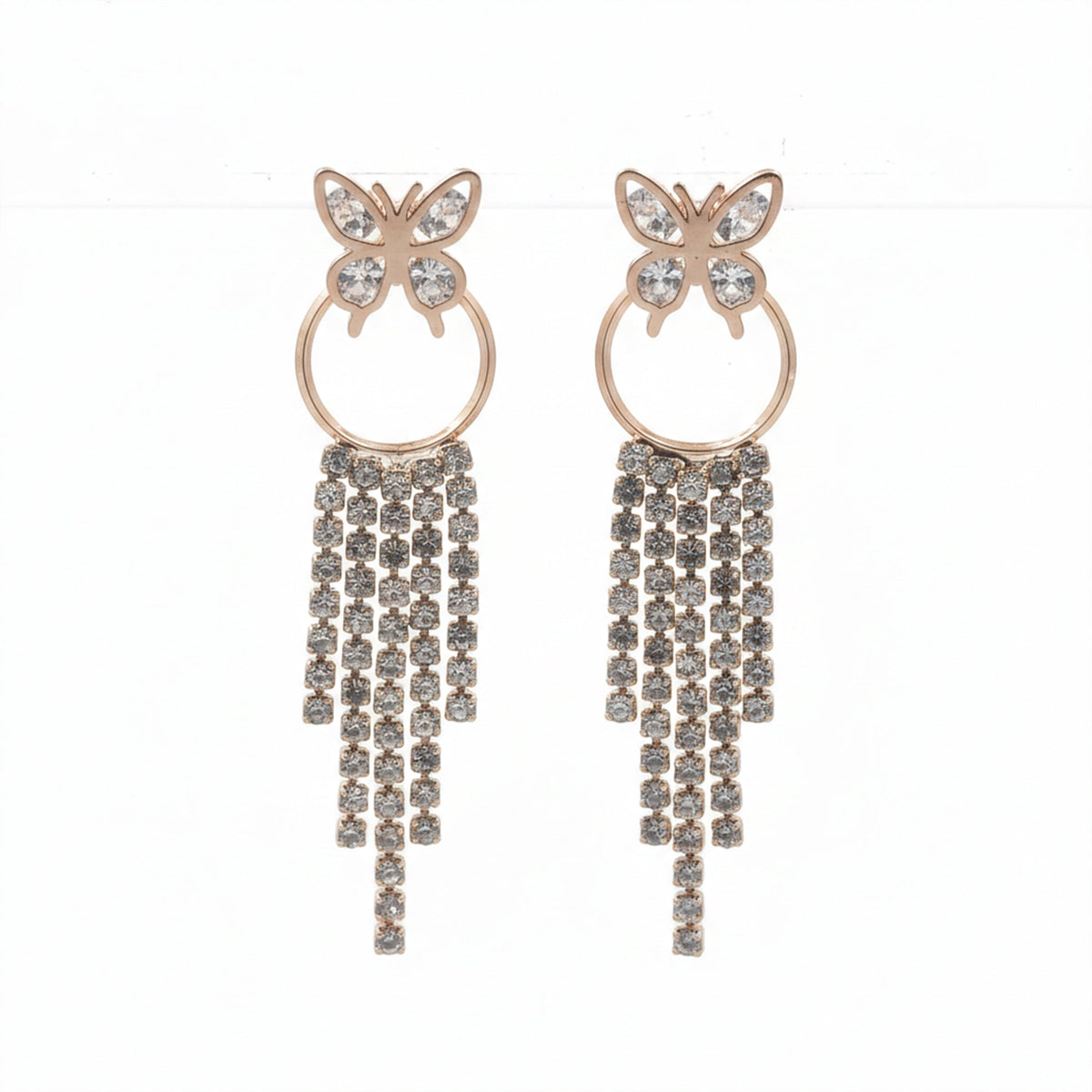 Butterfly Crystal Tassel Earrings