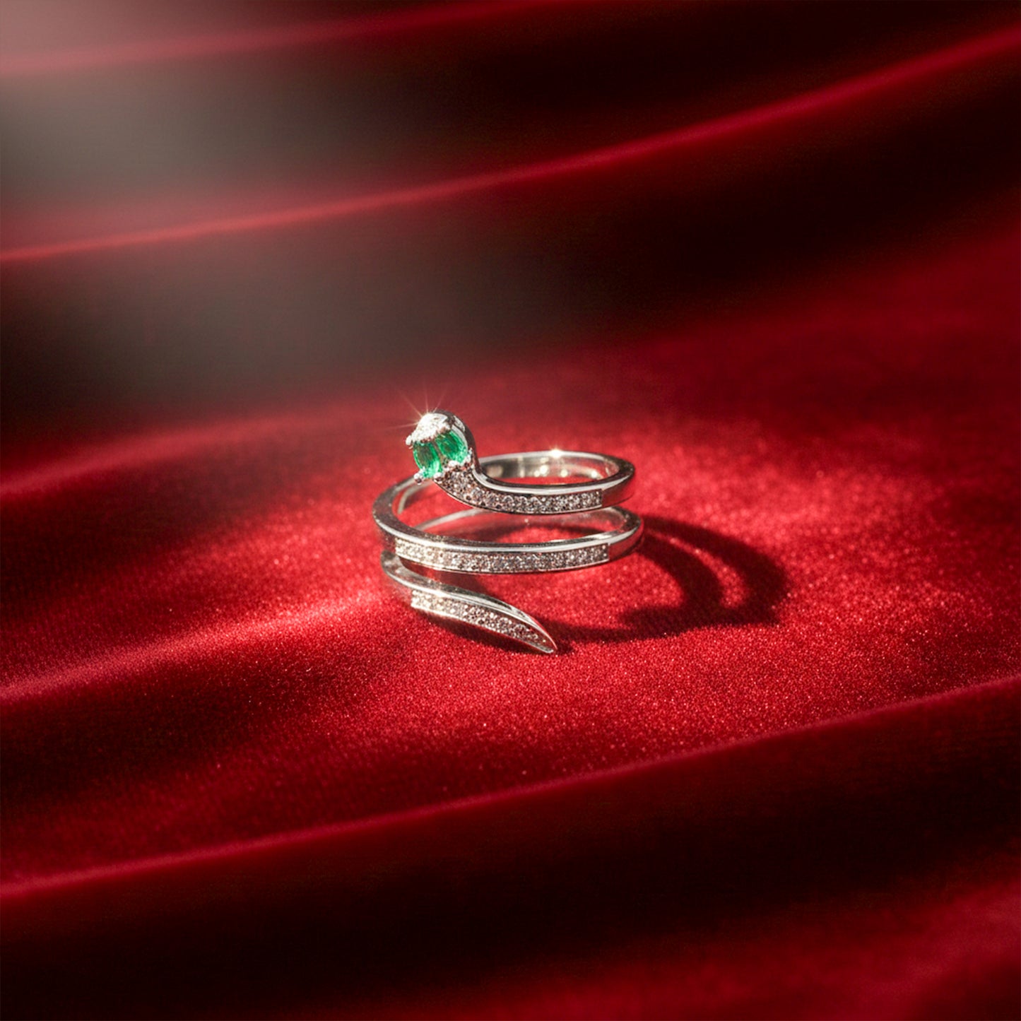 Mystic Emerald Diamond Wrap Ring