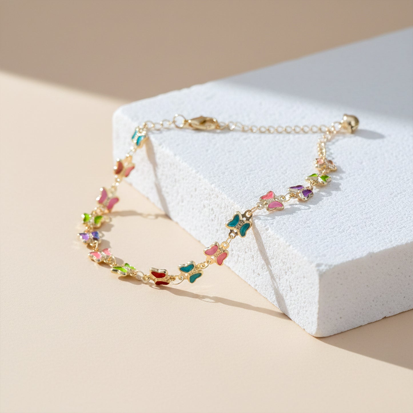 Luxe Multicolor Butterfly Charm Anklet