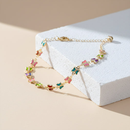 Luxe Multicolor Butterfly Charm Anklet