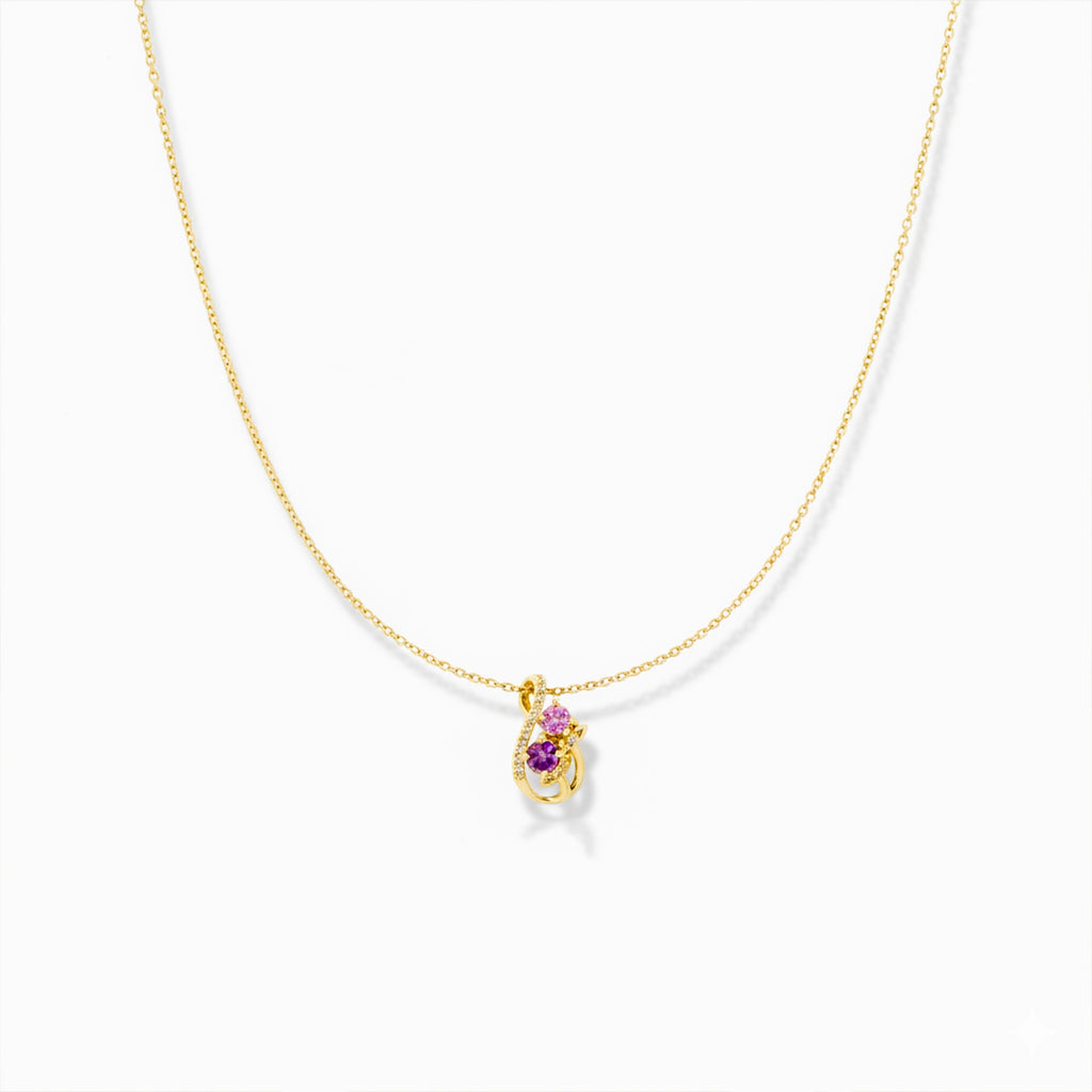 Shiny Pink Floral Gold Chain Necklace