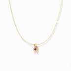 Shiny Pink Floral Gold Chain Necklace