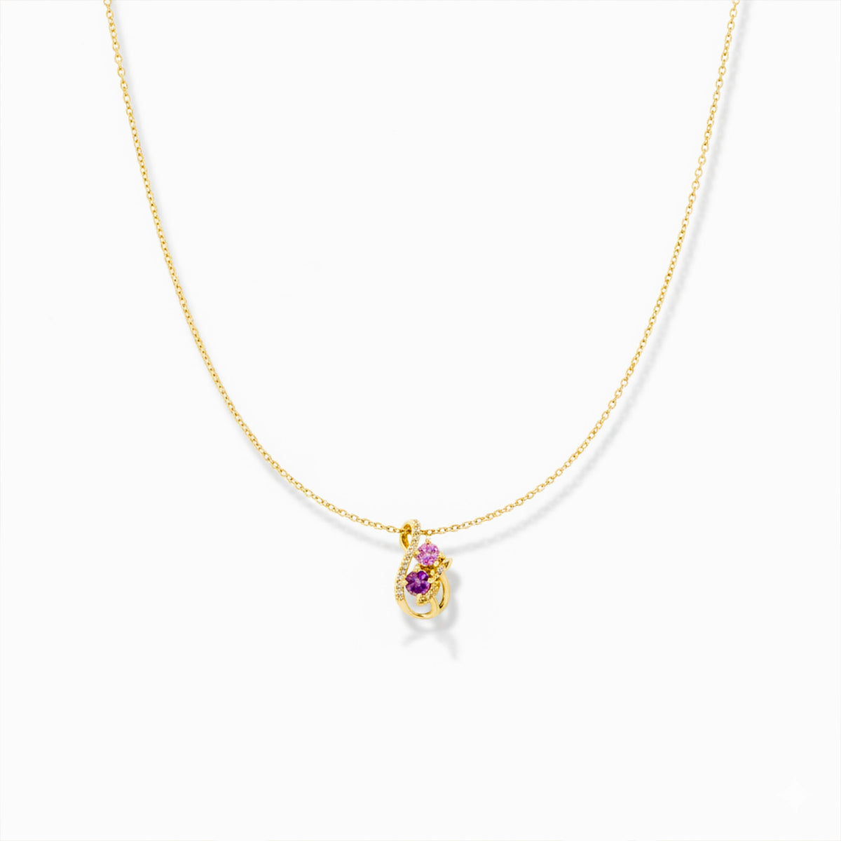 Shiny Pink Floral Gold Chain Necklace